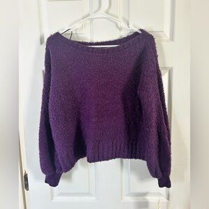 Bar III Women’s NWT Textured Purple Boat Neck Sweater size Medium
